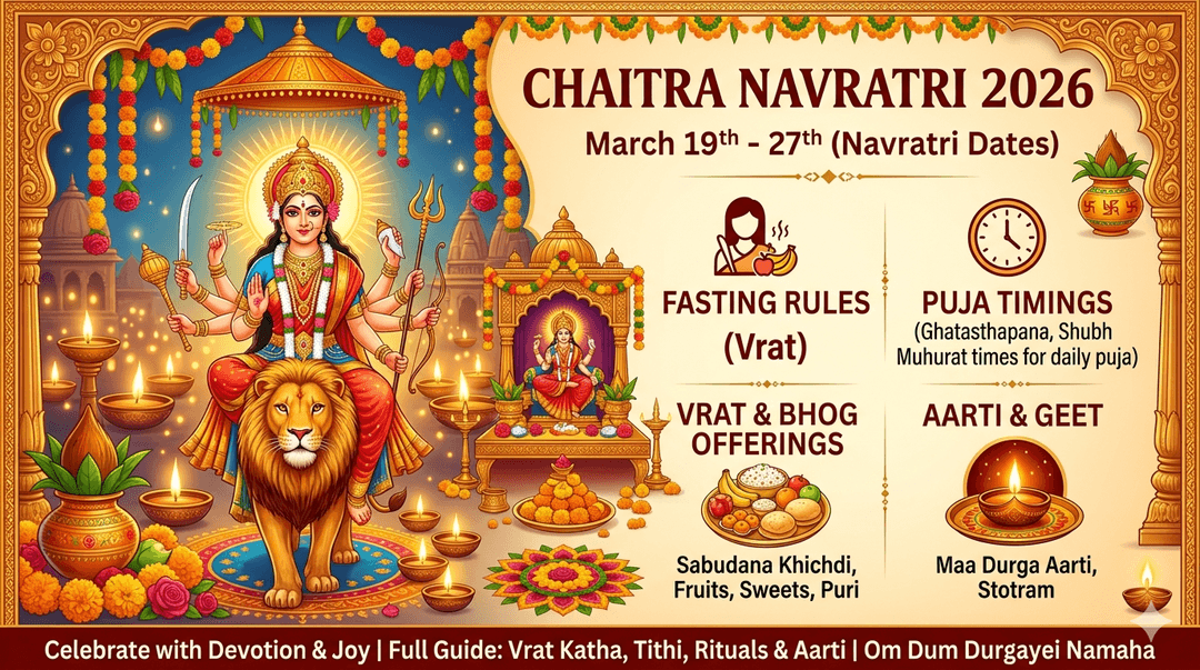 Navratri 2026: Chaitra Navratri Fasting, Puja Timings, Vrat, Bhog Offerings & Aarti